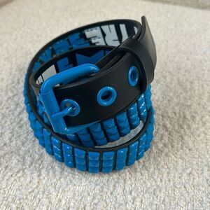Empyre EGBL T002 Faux Leather Studded Belt in Blue and Black, Size L.